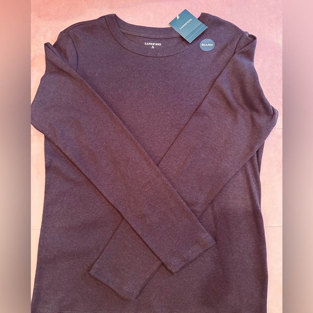 Lands' End Heather Chocolate Brown Long Sleeve Top